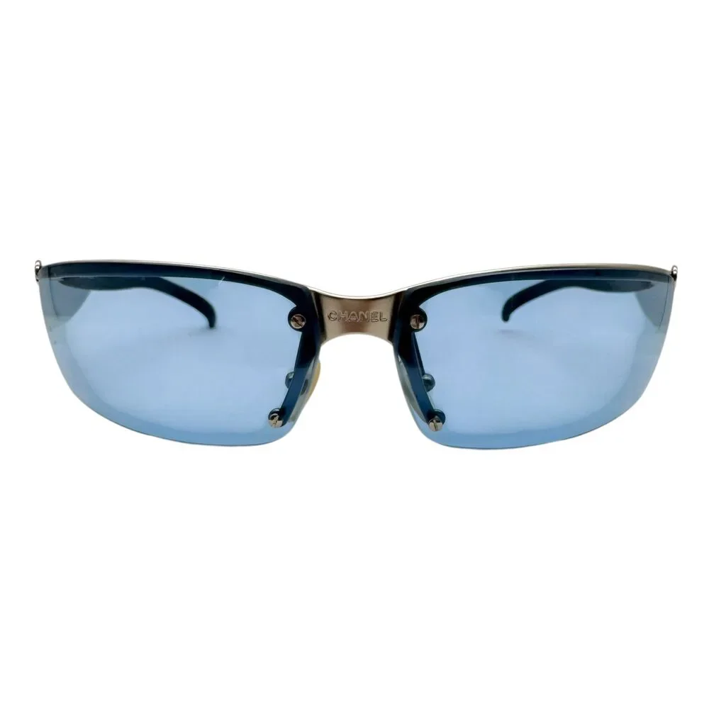 Chanel Sport Transparent Blue & Silver Top Rim 4008 Sunglasses w/ Case
